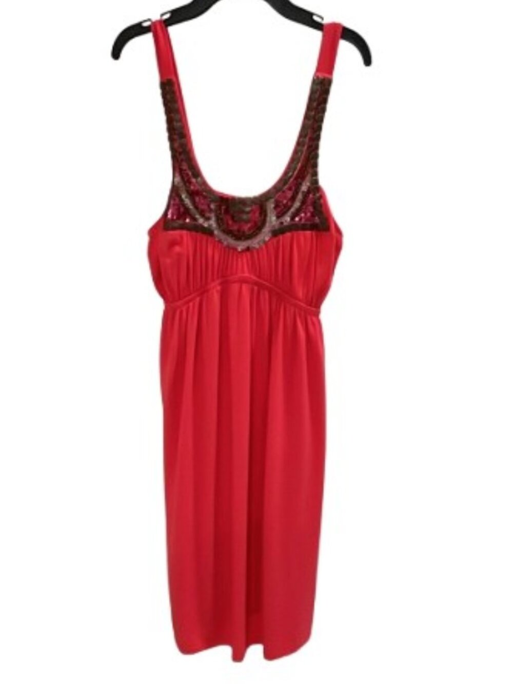 Bailey Blue Coral Sundress with Bead & Sequin Detail - EUC